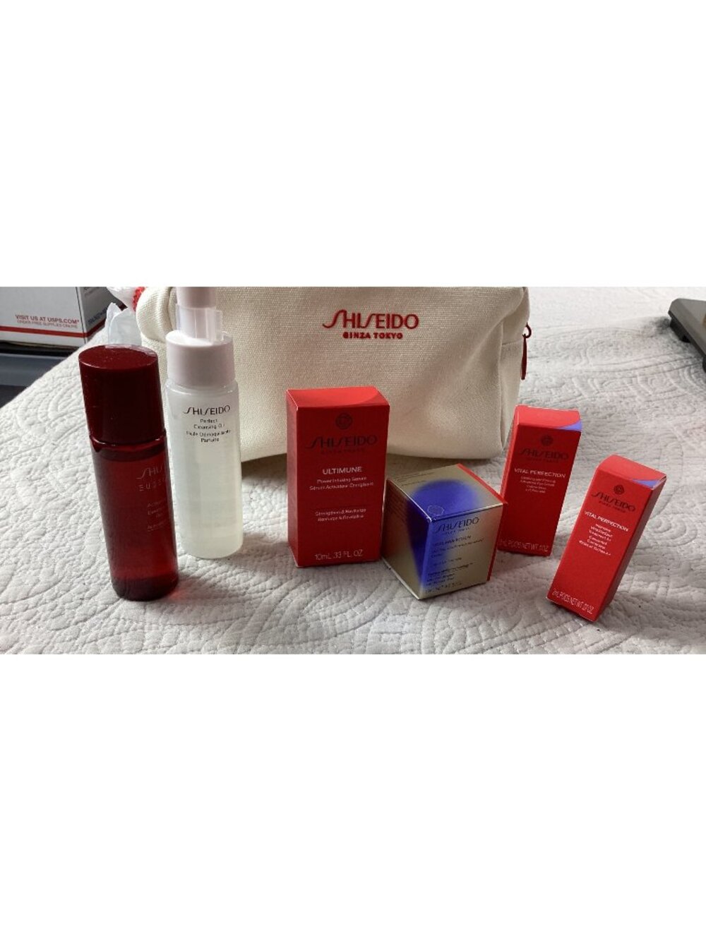 Shiseido Ginza Tokyo Skincare Travel Set With Canvas Pouch Includes Ultimune Ser